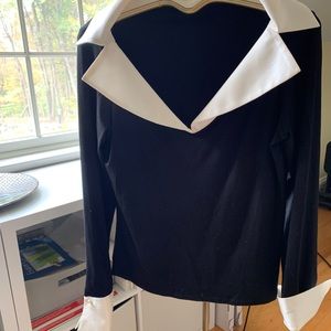 Portrait Blouse with satin collar and French cuff